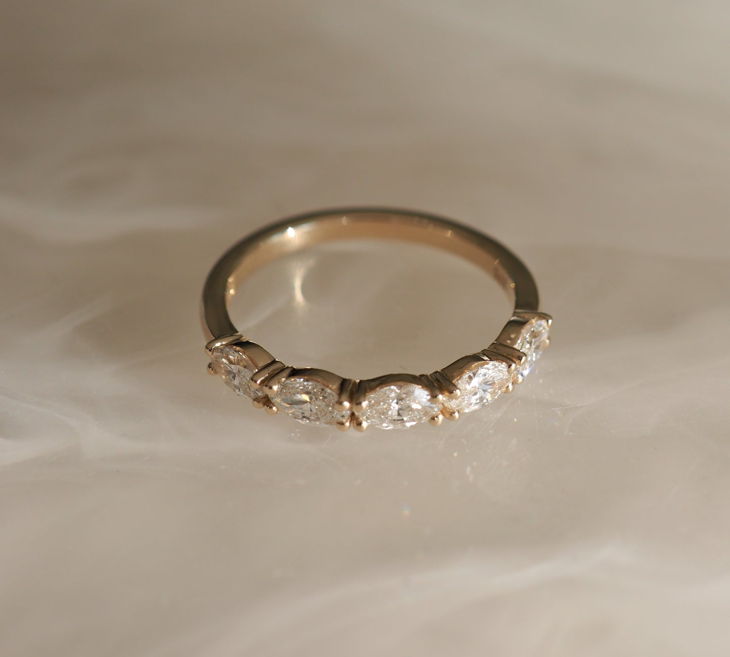 Stunning 1 TCW Marquise Moissanite Stones Half Eternity Wedding Bands