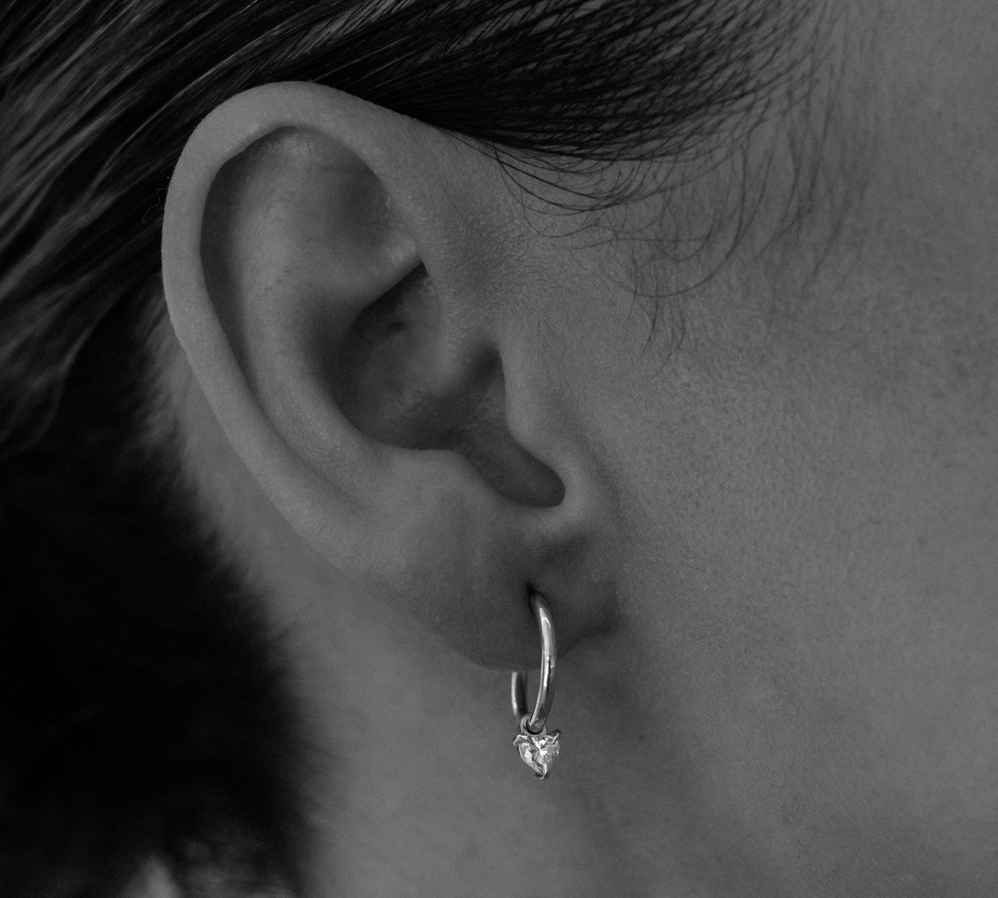 0.20 TCW Heart Cut Lab Grown Hoops Earrings