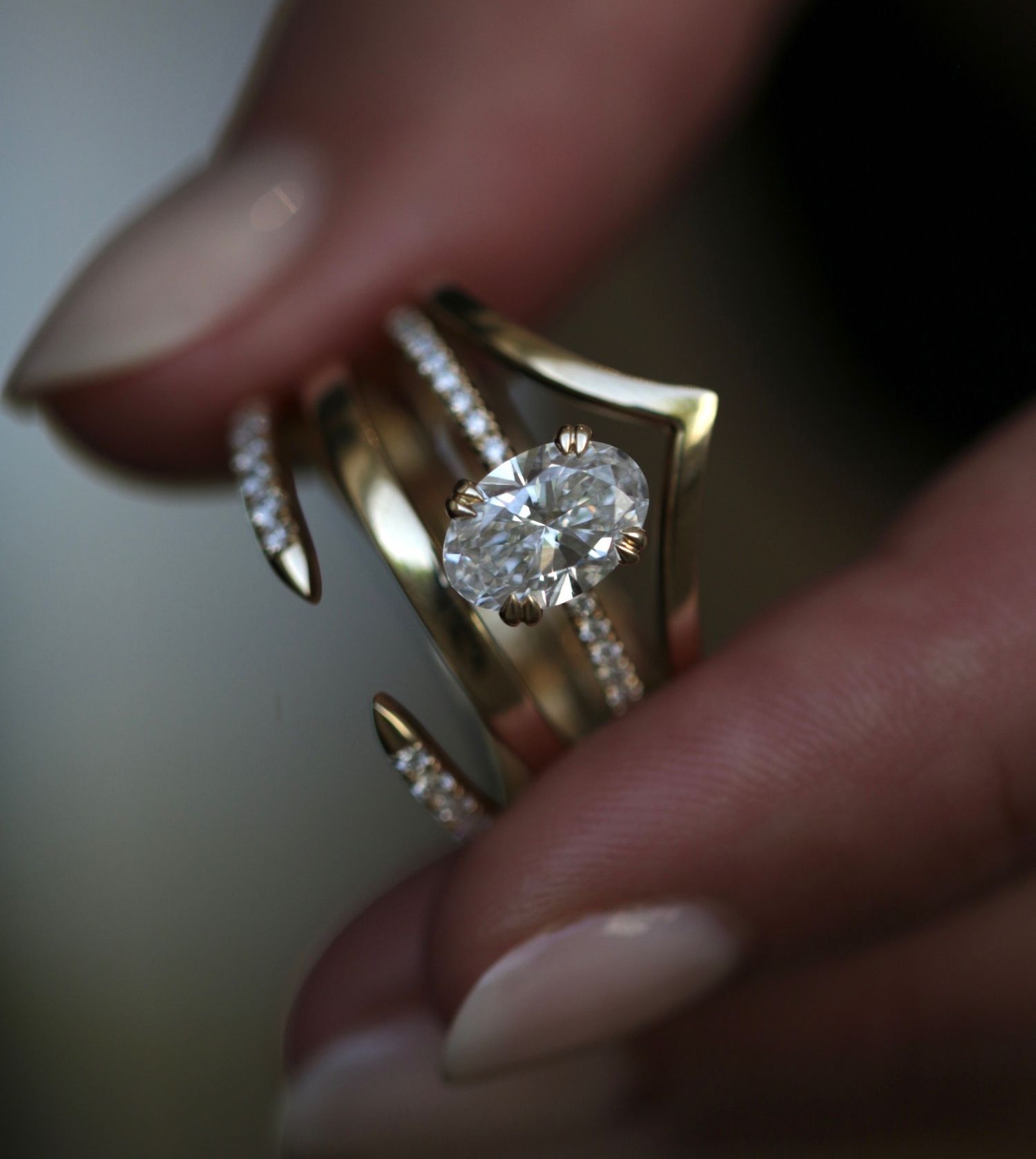 Oval Cut Pave Lab Grown Diamond Engagement Ring