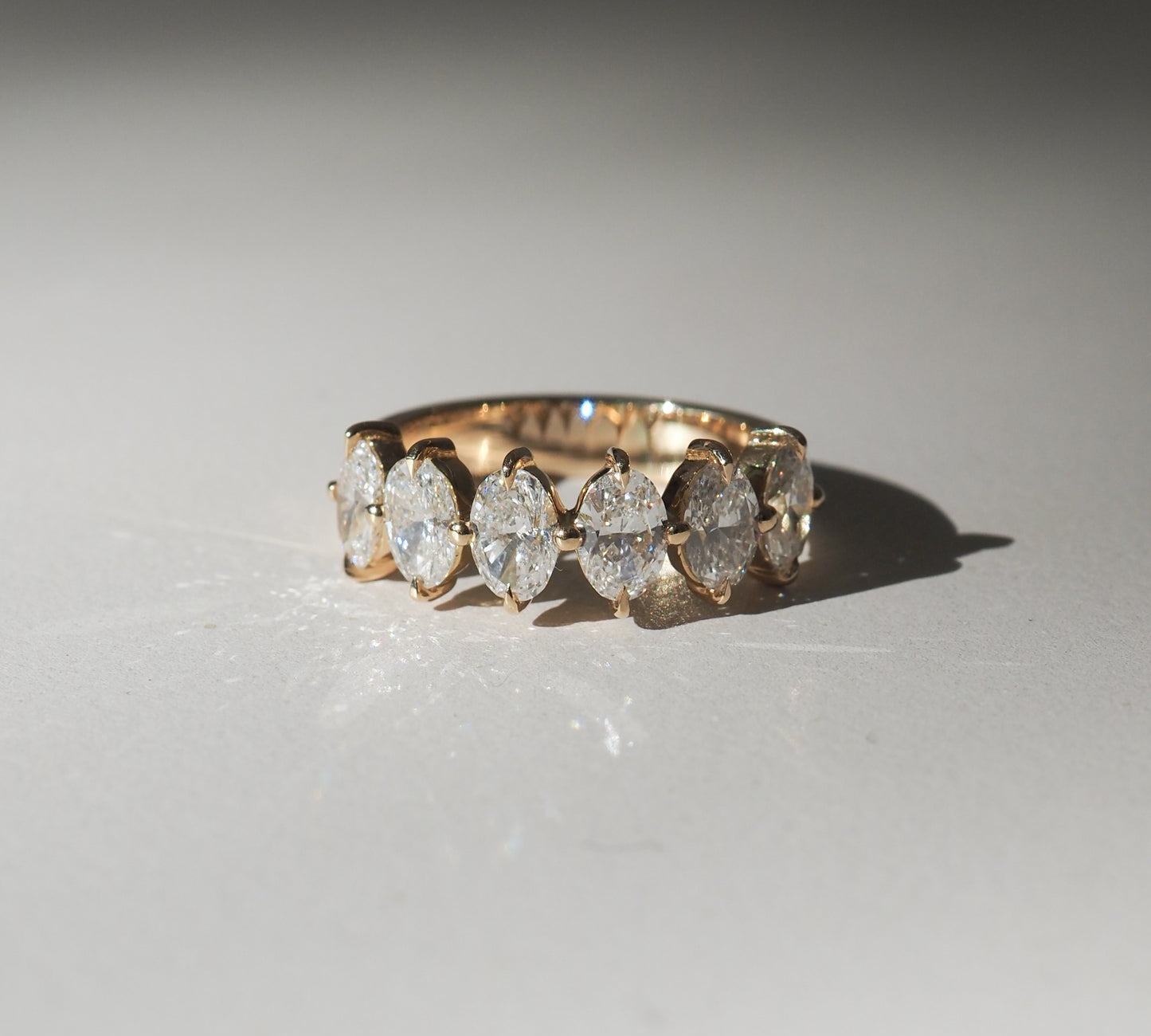 Stunning 0.4 TCW Oval Moissanite Stones Half Eternity Wedding Band