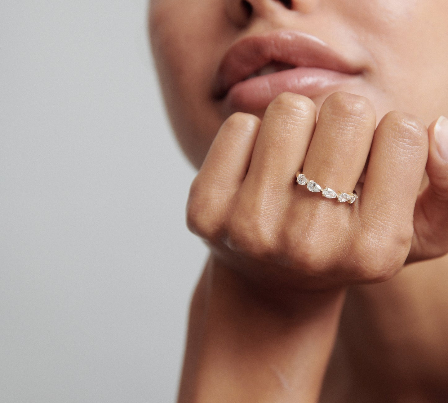 Stunning 1 TCW Pear Moissanite Stones Half Eternity Wedding Bands