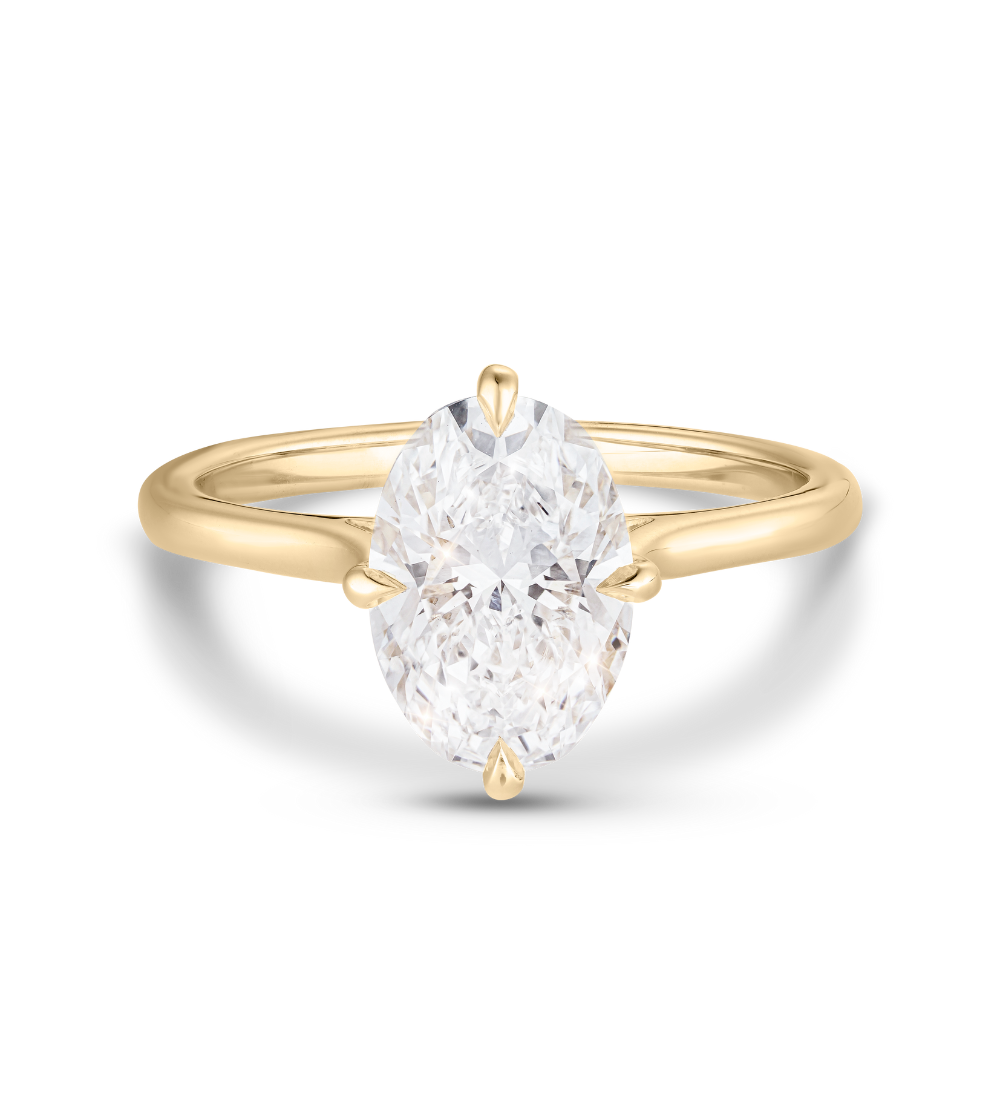 2 CT Compass Set Oval Lab Grown Diamond Engagement Ring