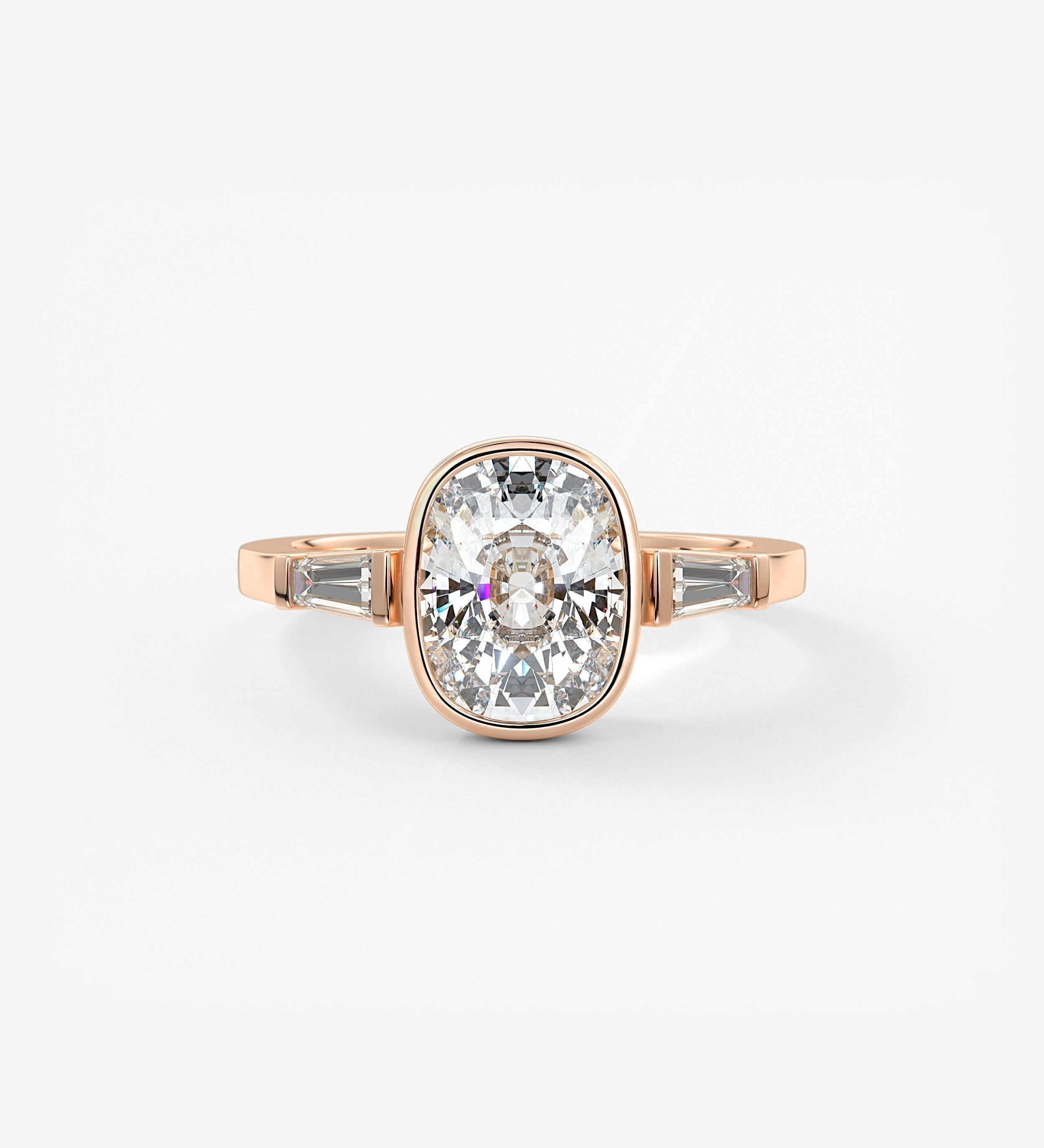 Cushion Three Stones Lab Grown Diamond Engagement Ring