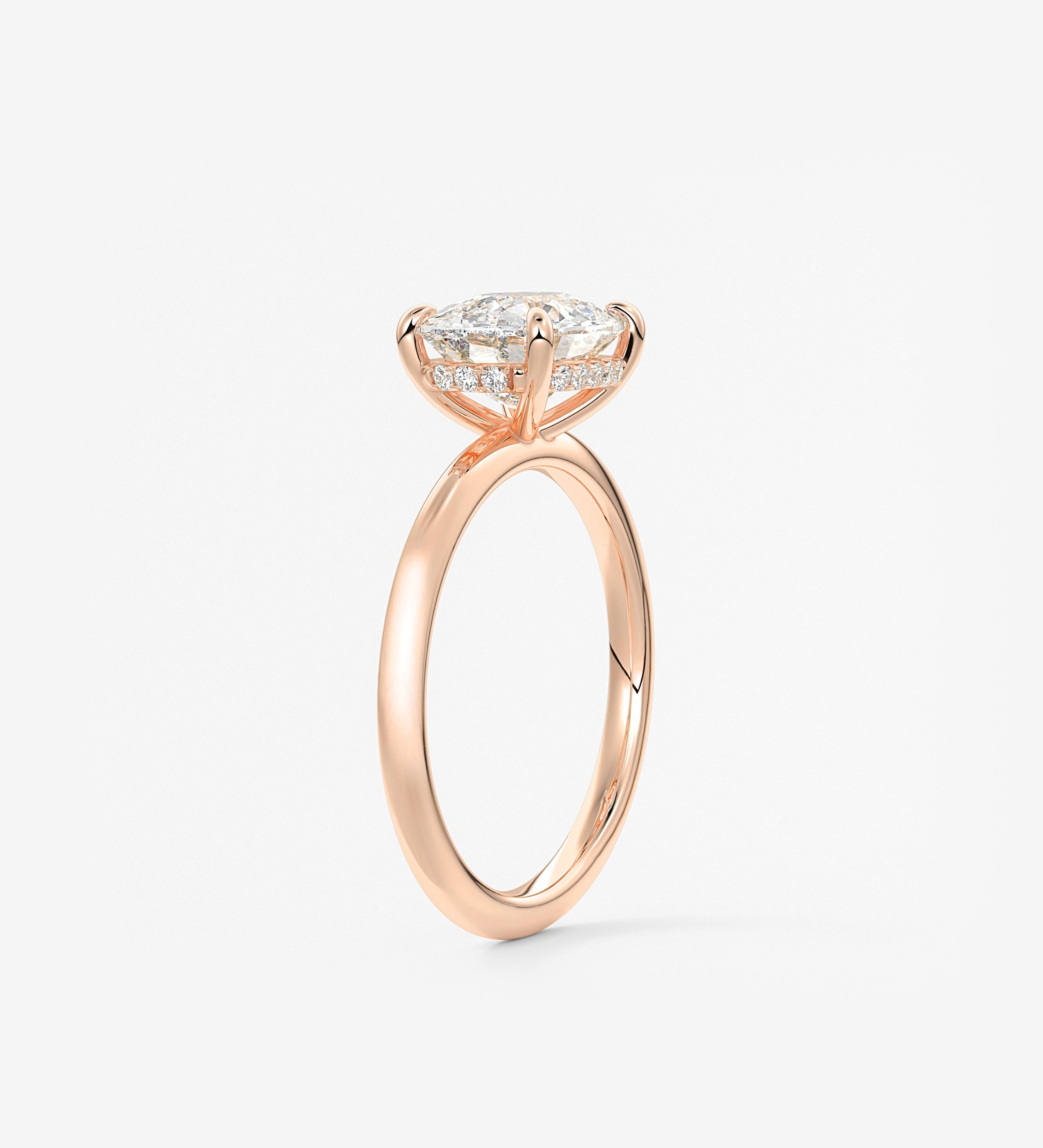 Elongated Cushion East West Hidden Halo Lab Grown Diamond Engagement Ring