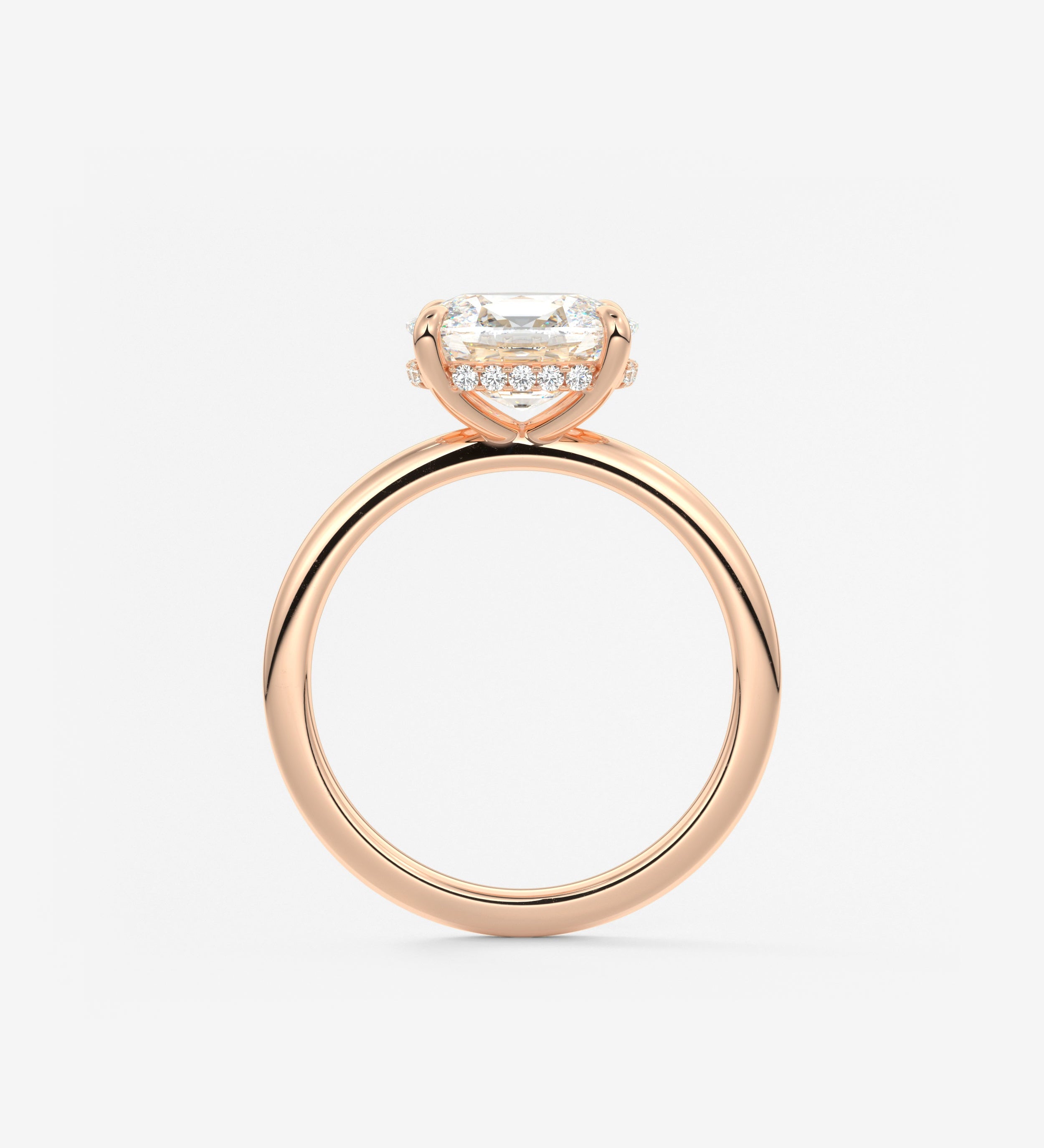 Elongated Cushion East West Hidden Halo Lab Grown Diamond Engagement Ring
