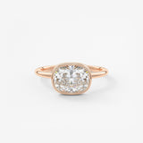 Elongated Cushion East West Bezel Lab Grown Diamond Engagement Ring