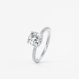 Cushion Hidden Halo Pave Lab Grown Diamond Engagement Ring