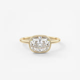 Elongated Cushion East West Bezel Lab Grown Diamond Engagement Ring