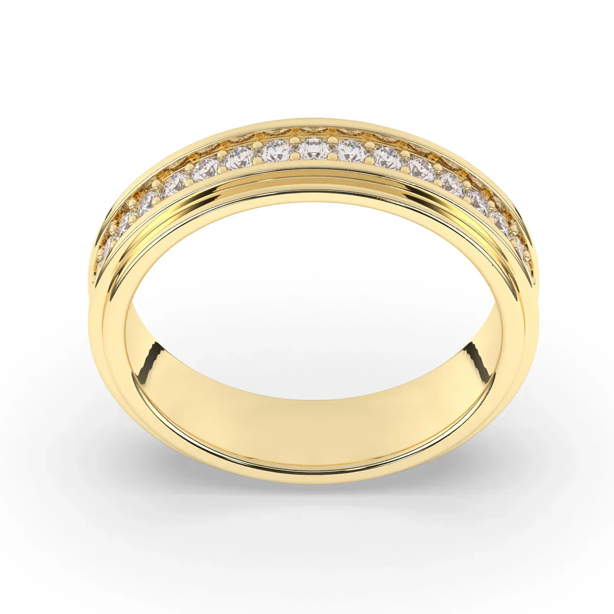 Delicate 0.60 CT Moissanite Eternity Men's Wedding Band with Round Cut Stones in Solid Gold 2