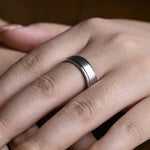 Delicate Men's Wedding Band Brushed in Solid Gold 4