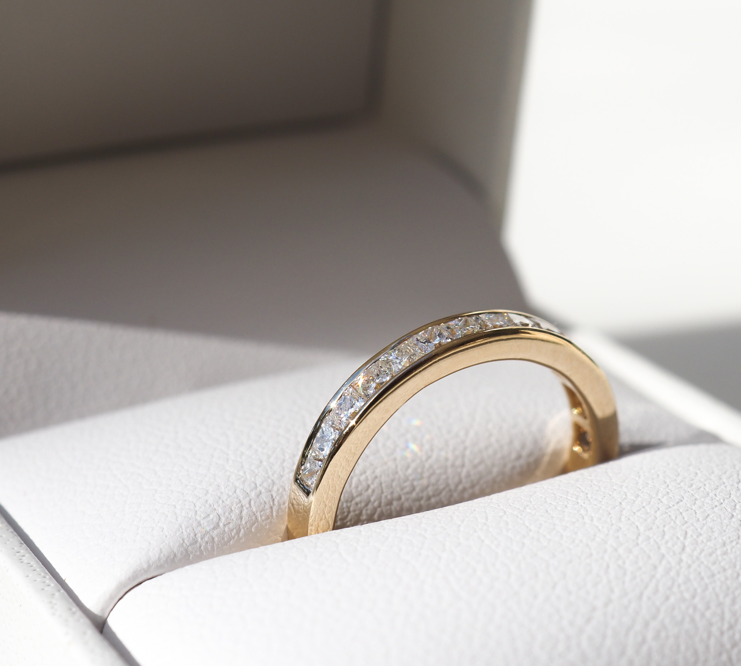 Stunning 0.90 TCW Princess Moissanite Stones Channel Wedding Bands