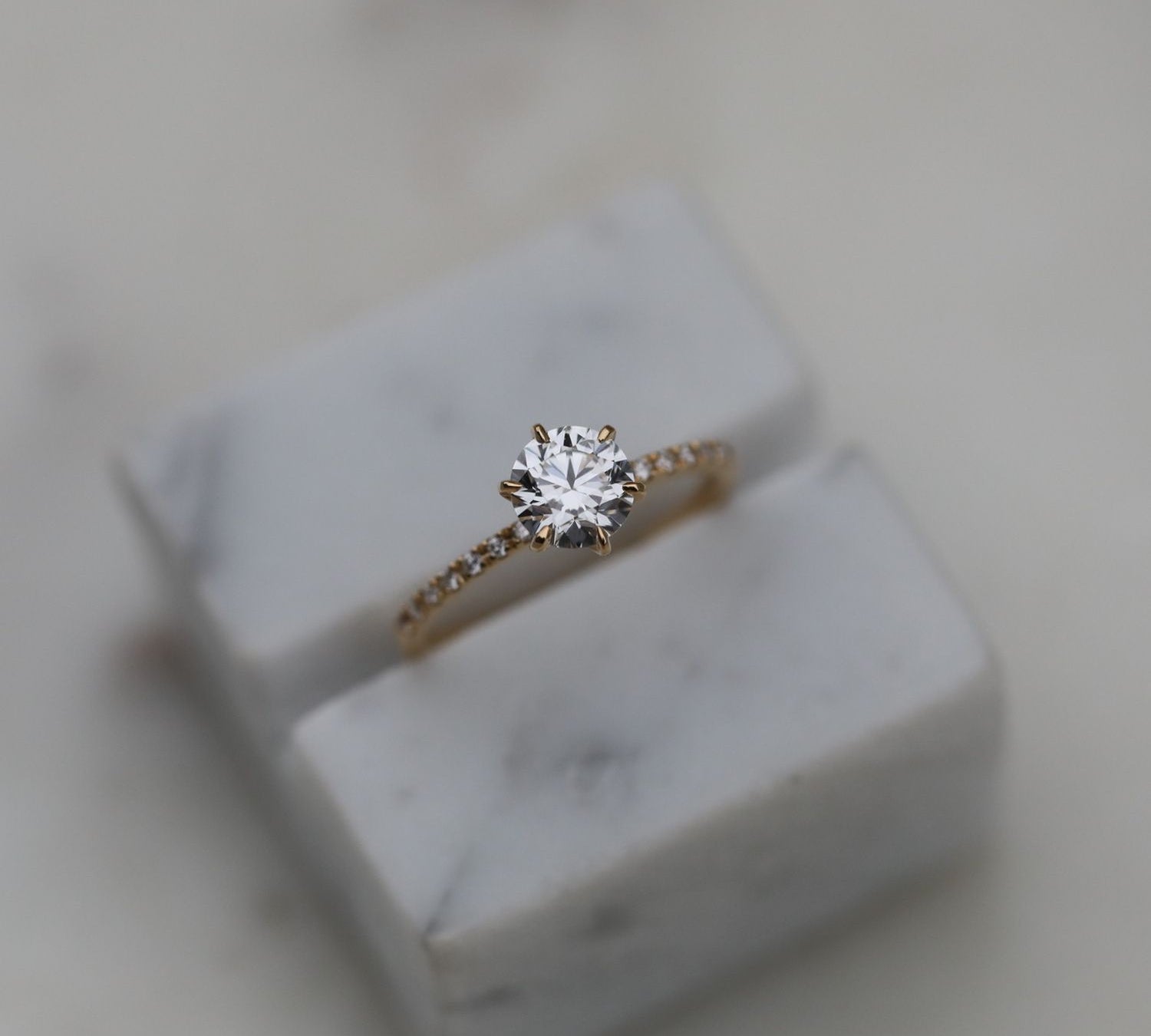 Round Cut Pave Lab Grown Diamond Engagement Ring