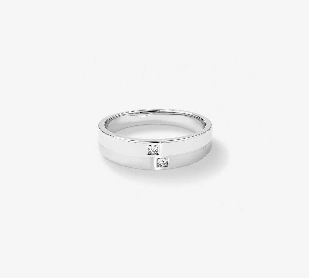 0.08 CT Cushion Moissanite Two Stone Men's Wedding Band in Solid Gold 2