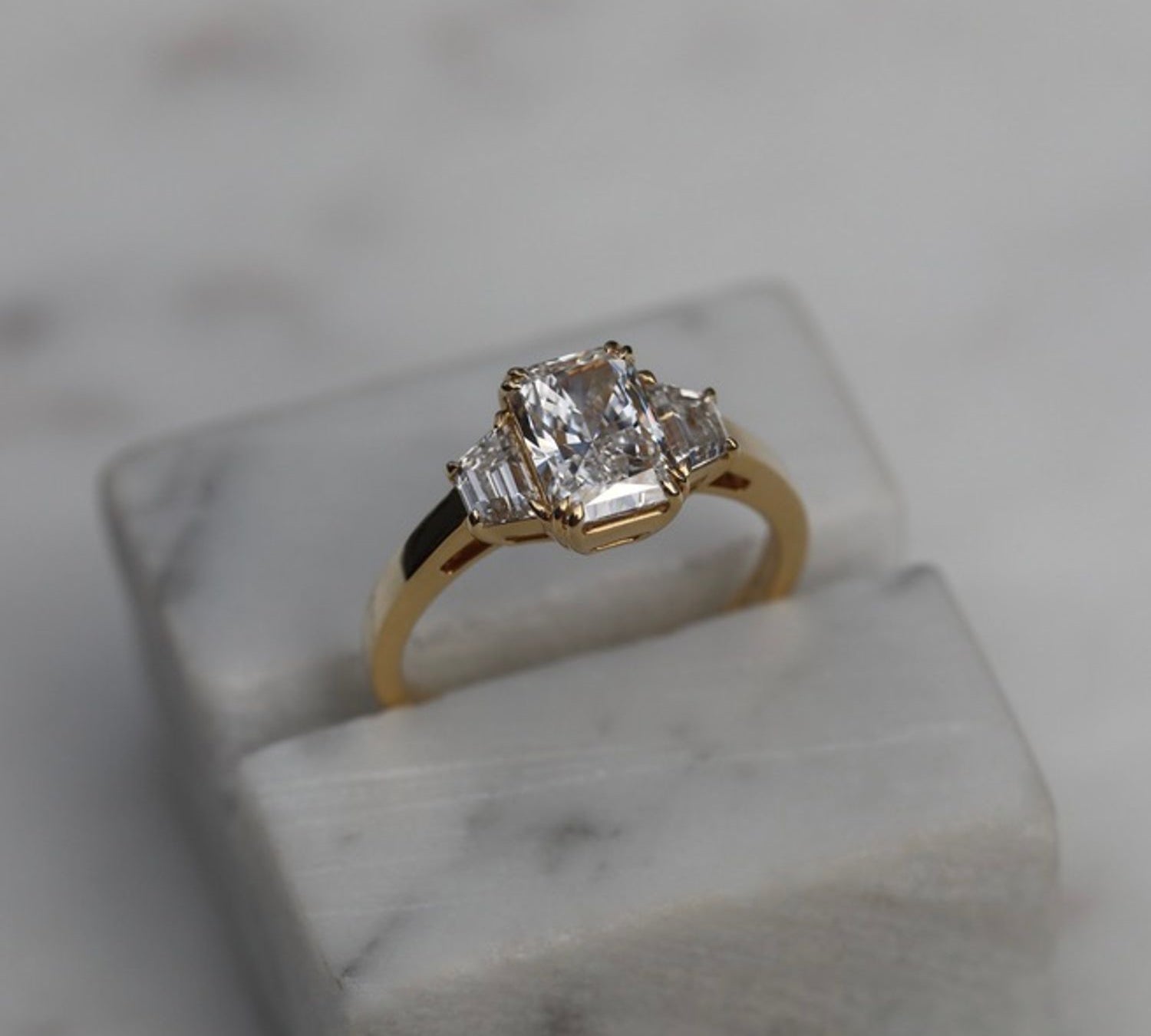 1.50 CT Radiant Three Stones Lab Grown Diamond Diamond Engagement Ring