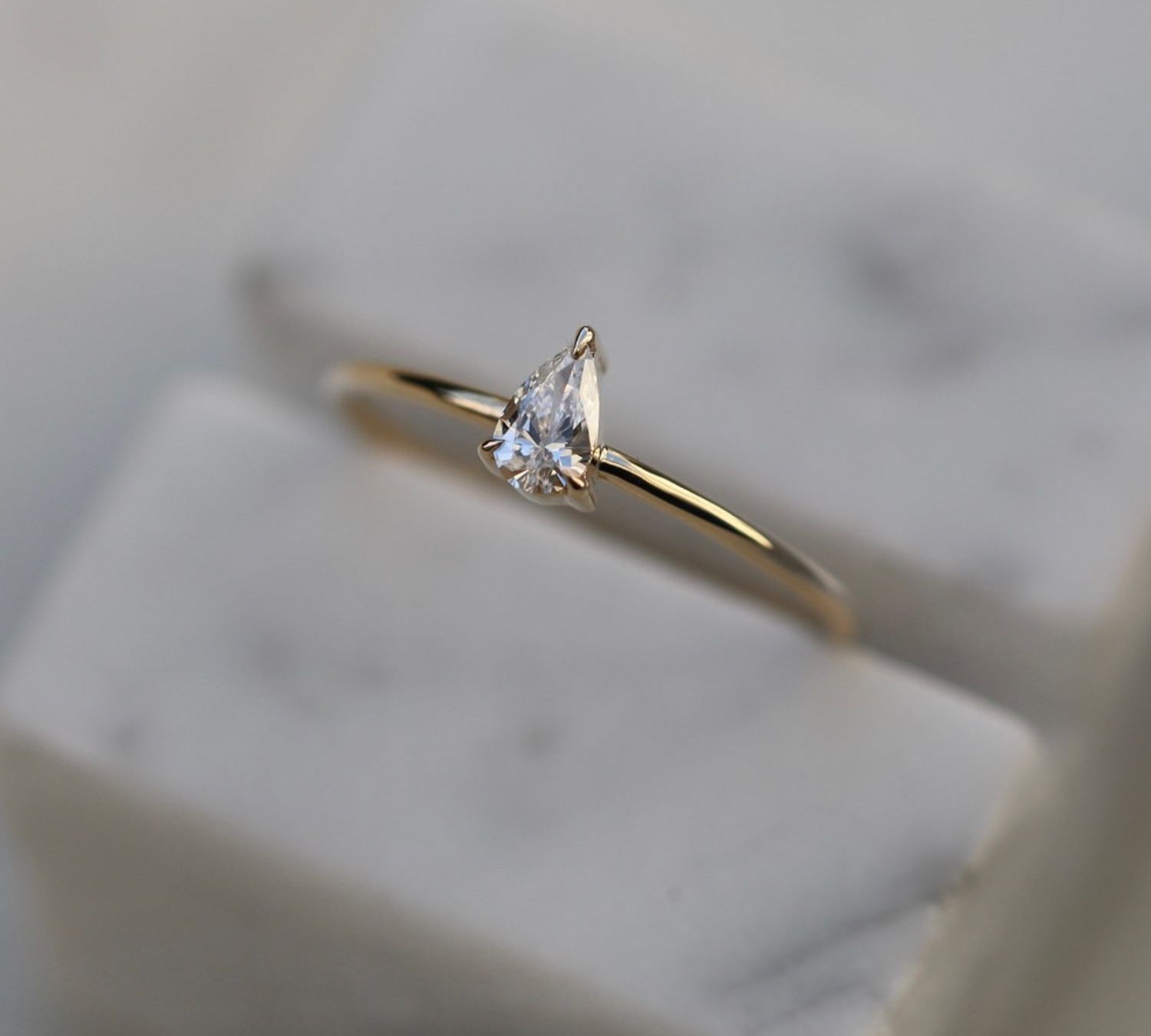 Pear Solitaire Lab Grown Diamond Engagement Ring