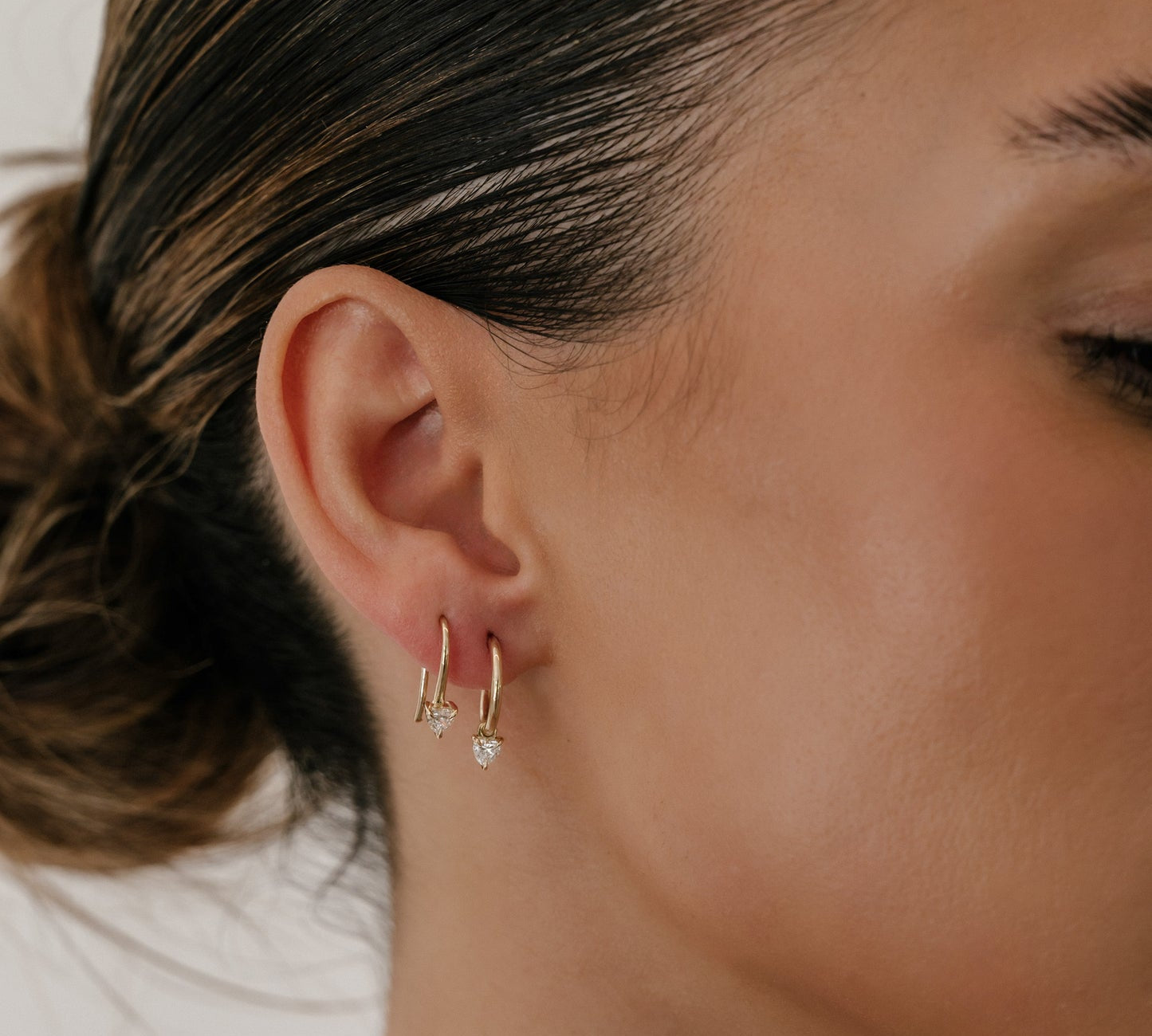 0.20 TCW Heart Cut Lab Grown Hoops Earrings