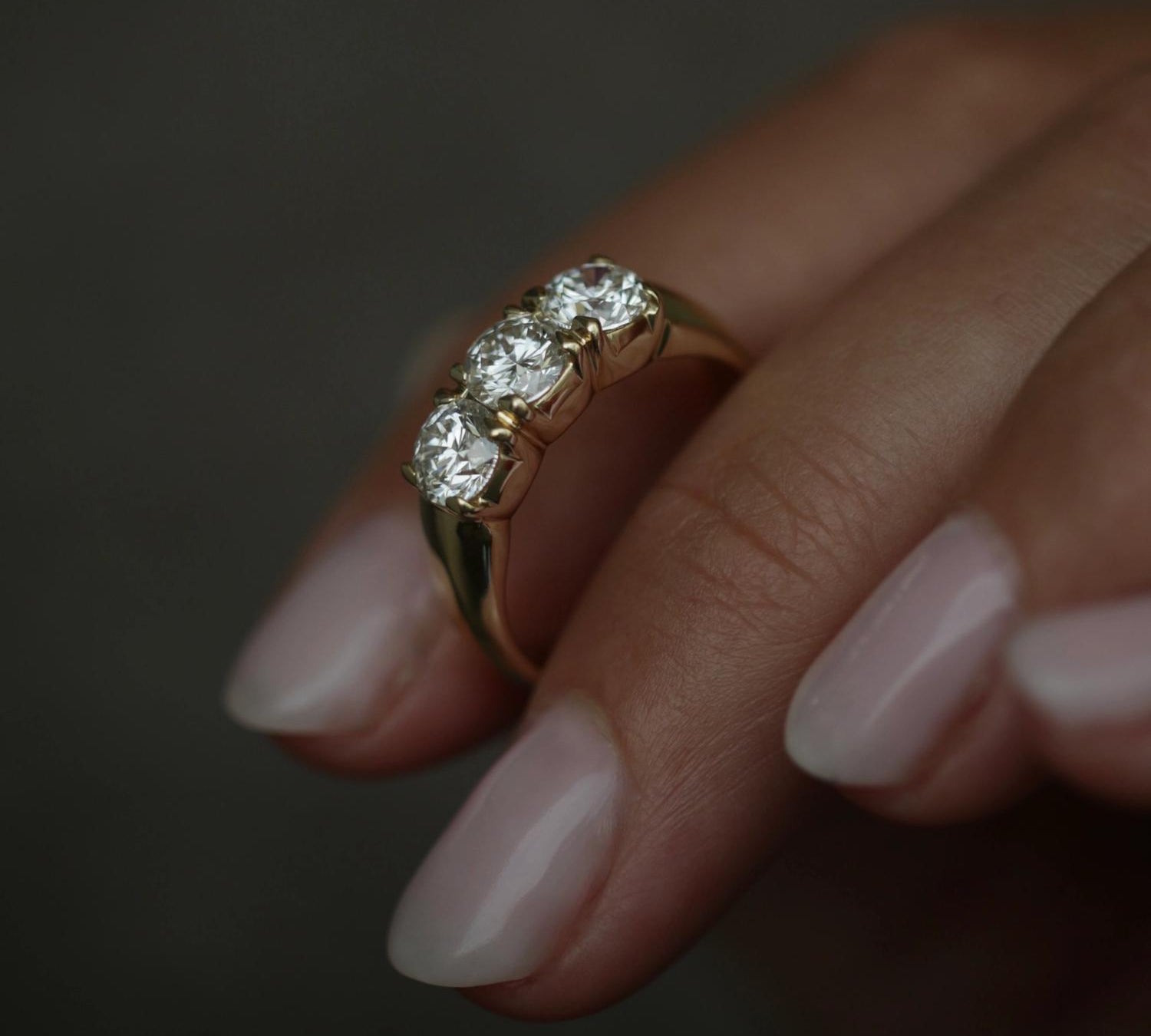 1.50 CT Round Three Stones Lab Grown Diamond Wedding Band