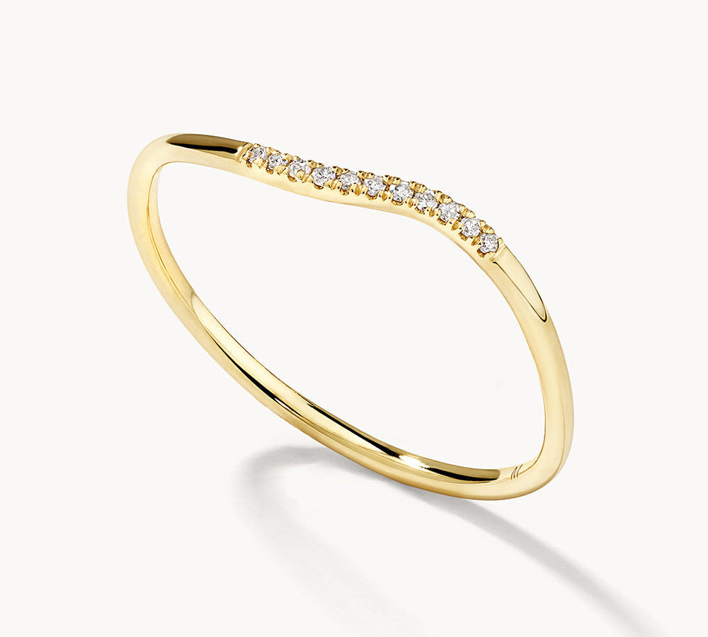 0.02 TCW Round Moissanite Wave Wedding Band