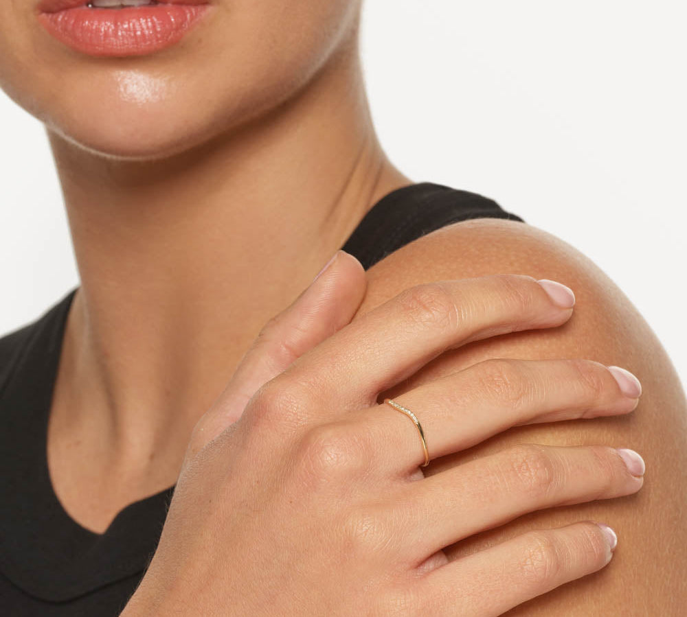 0.02 TCW Round Moissanite Wave Wedding Band