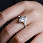 Stunning 1.0 - 2.0 CT Pear Moissanite Engagement Ring with Pave & Halo Design 4