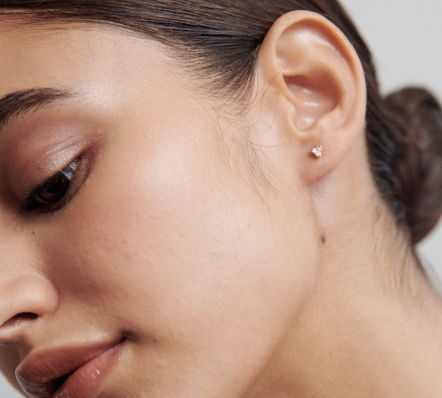 1.0 TCW Heart Cut Moissanite Stud Earrings in Gold