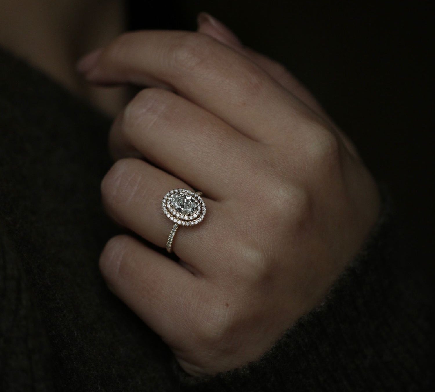 Oval Double Halo Lab Grown Diamond Engagement Ring