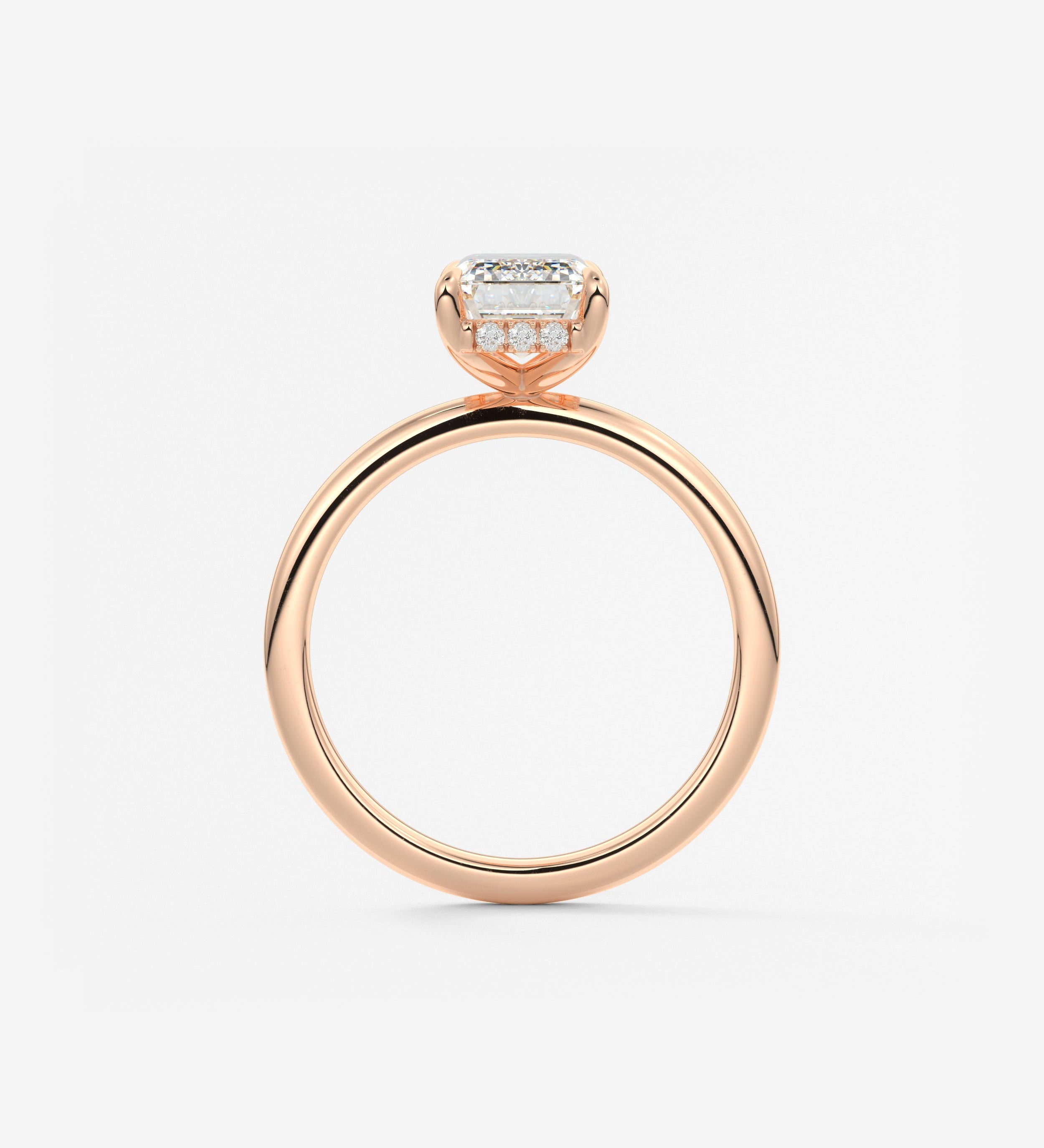 Emerald Hidden Halo Lab Grown Diamond Engagement Ring