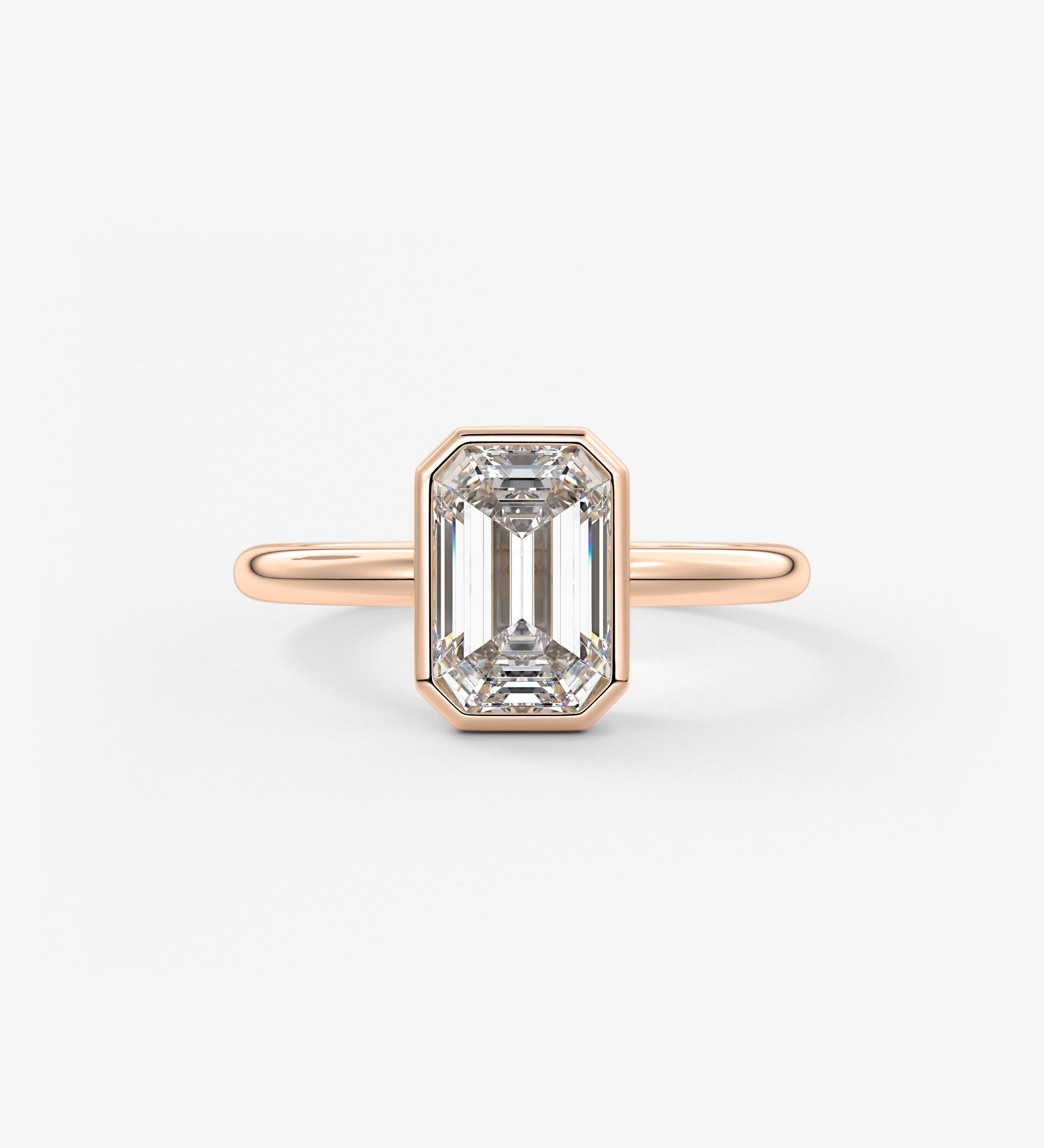 Emerald Bezel Lab Grown Diamond Engagement Ring