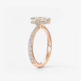 Emerald Hidden Halo Pave Lab Grown Diamond Engagement Ring
