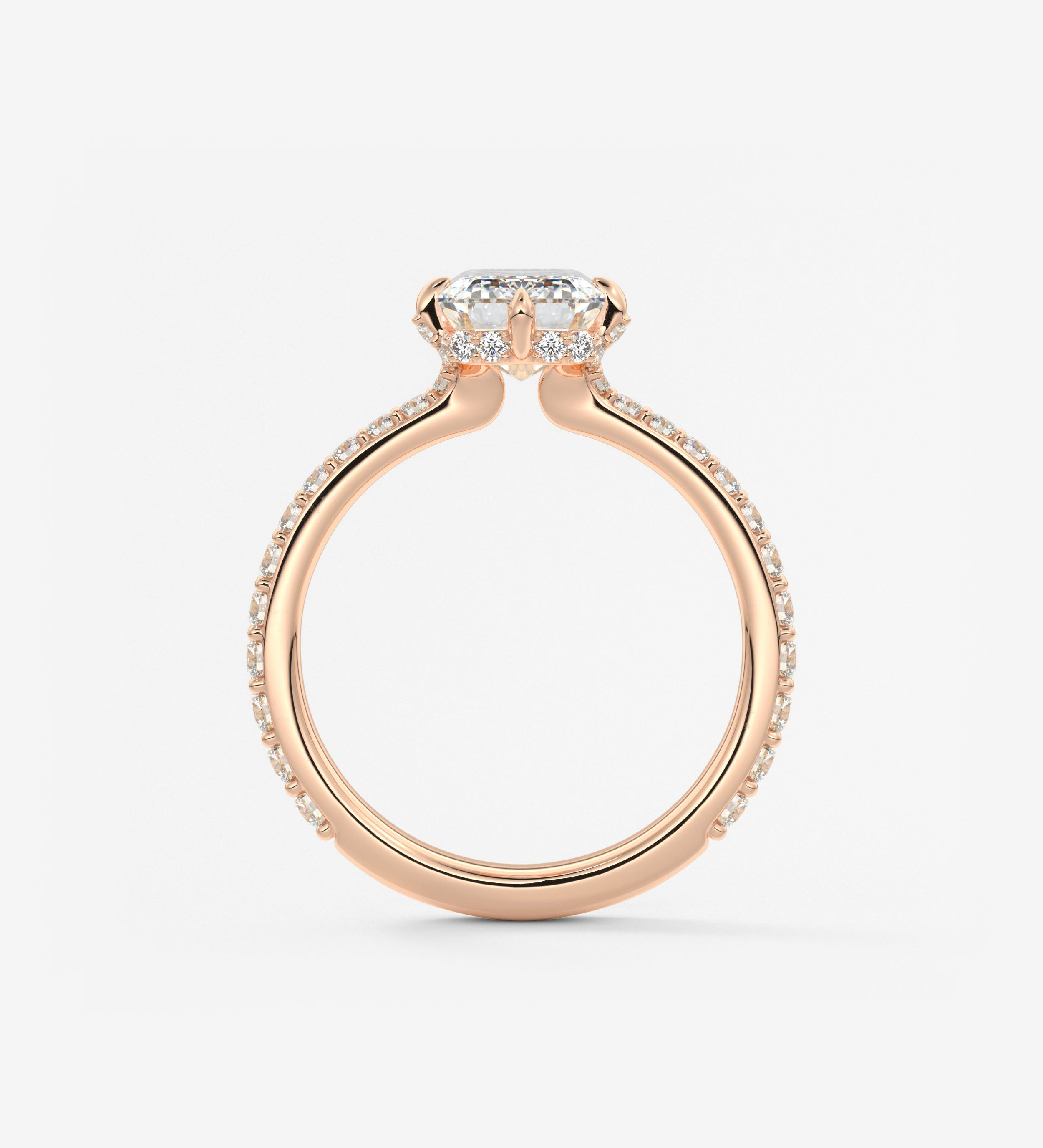 Emerald Hidden Halo Pave Lab Grown Diamond Engagement Ring