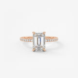Emerald Hidden Halo Pave Lab Grown Diamond Engagement Ring