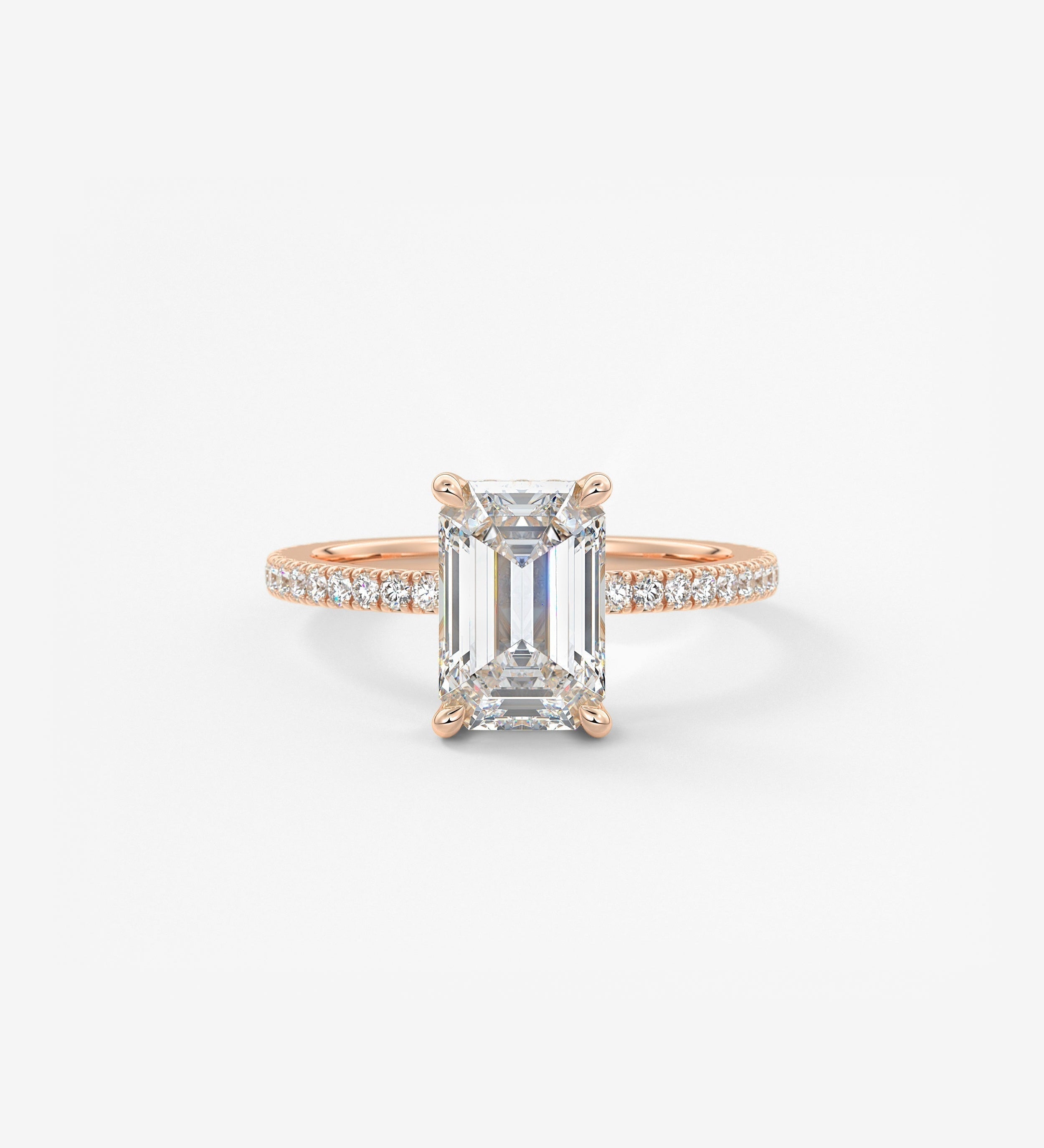 Emerald Hidden Halo Pave Lab Grown Diamond Engagement Ring