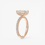 Emerald Hidden Halo Pave Lab Grown Diamond Engagement Ring