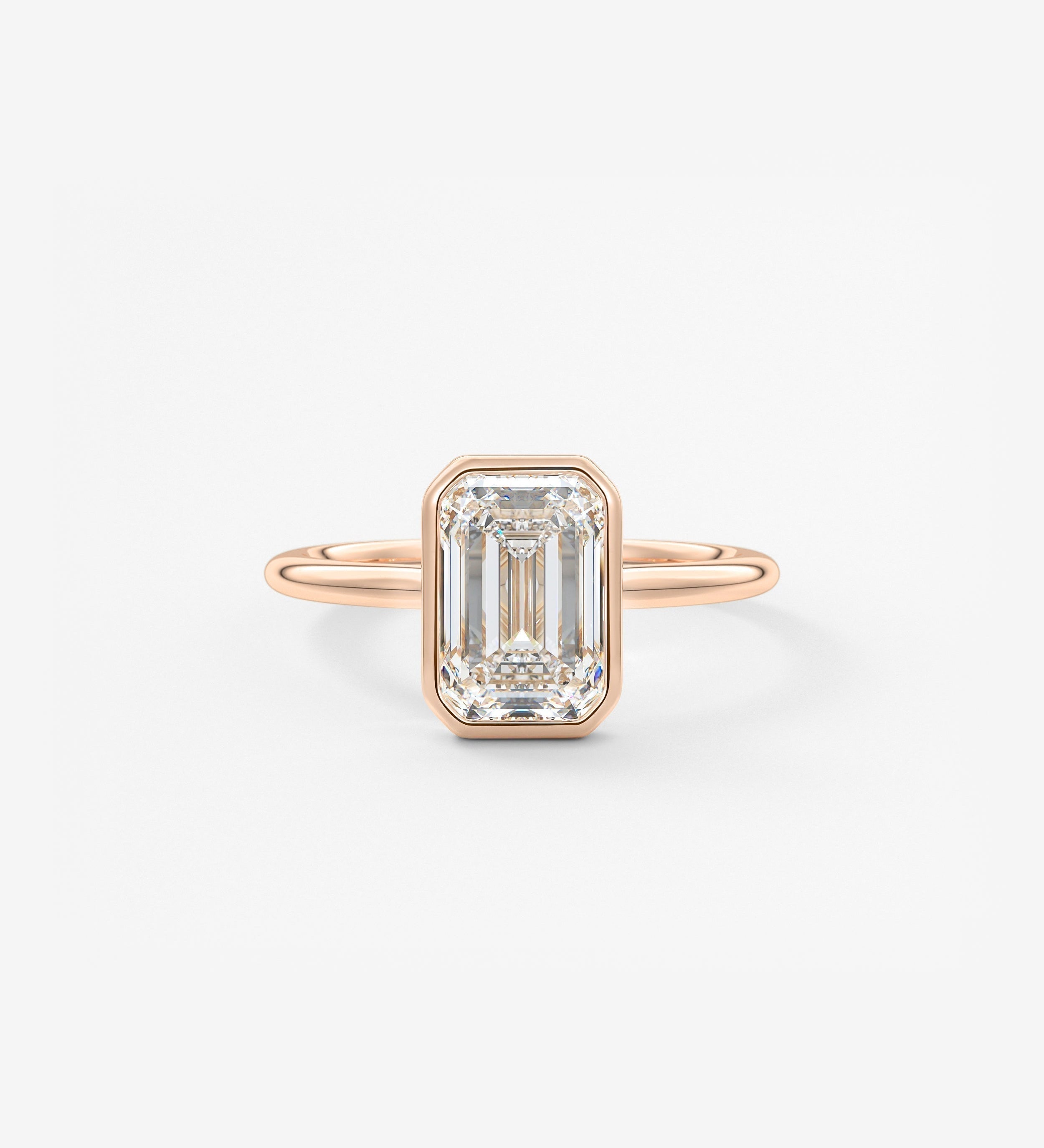 Emerald Bezel Lab Grown Diamond Engagement Ring