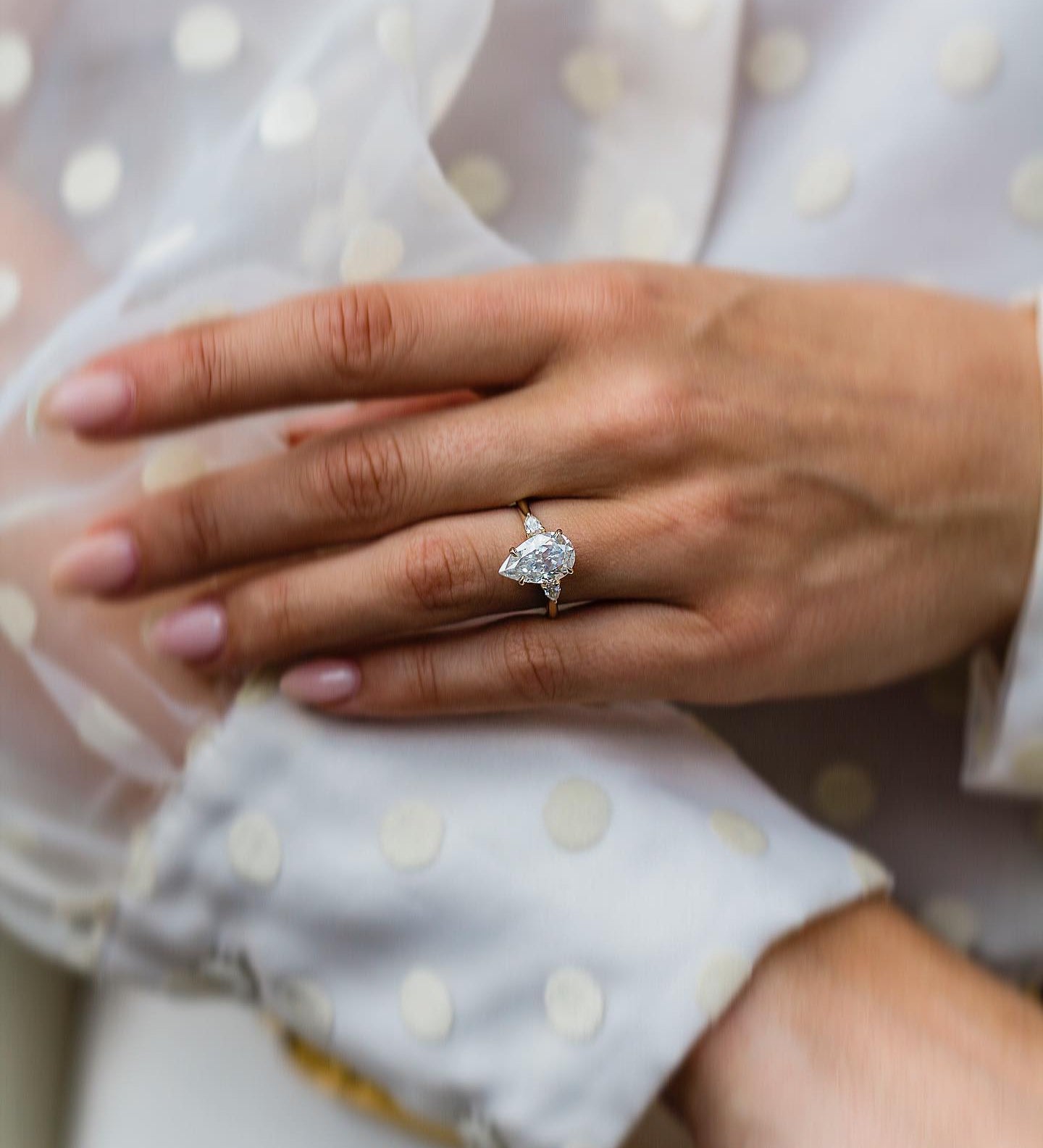 3.30 CT Pear Three Stone Moissanite Engagement Ring 2