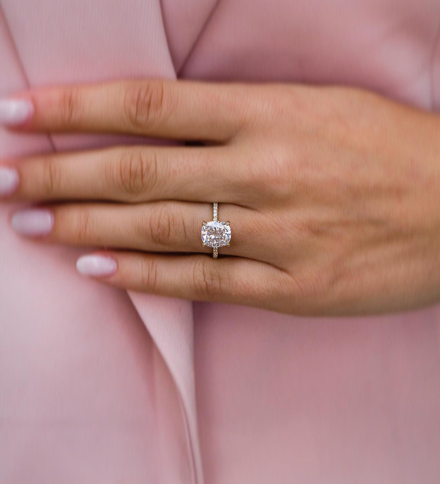 2.80 CT Cushion Solitaire Pave Moissanite Engagement Ring 1