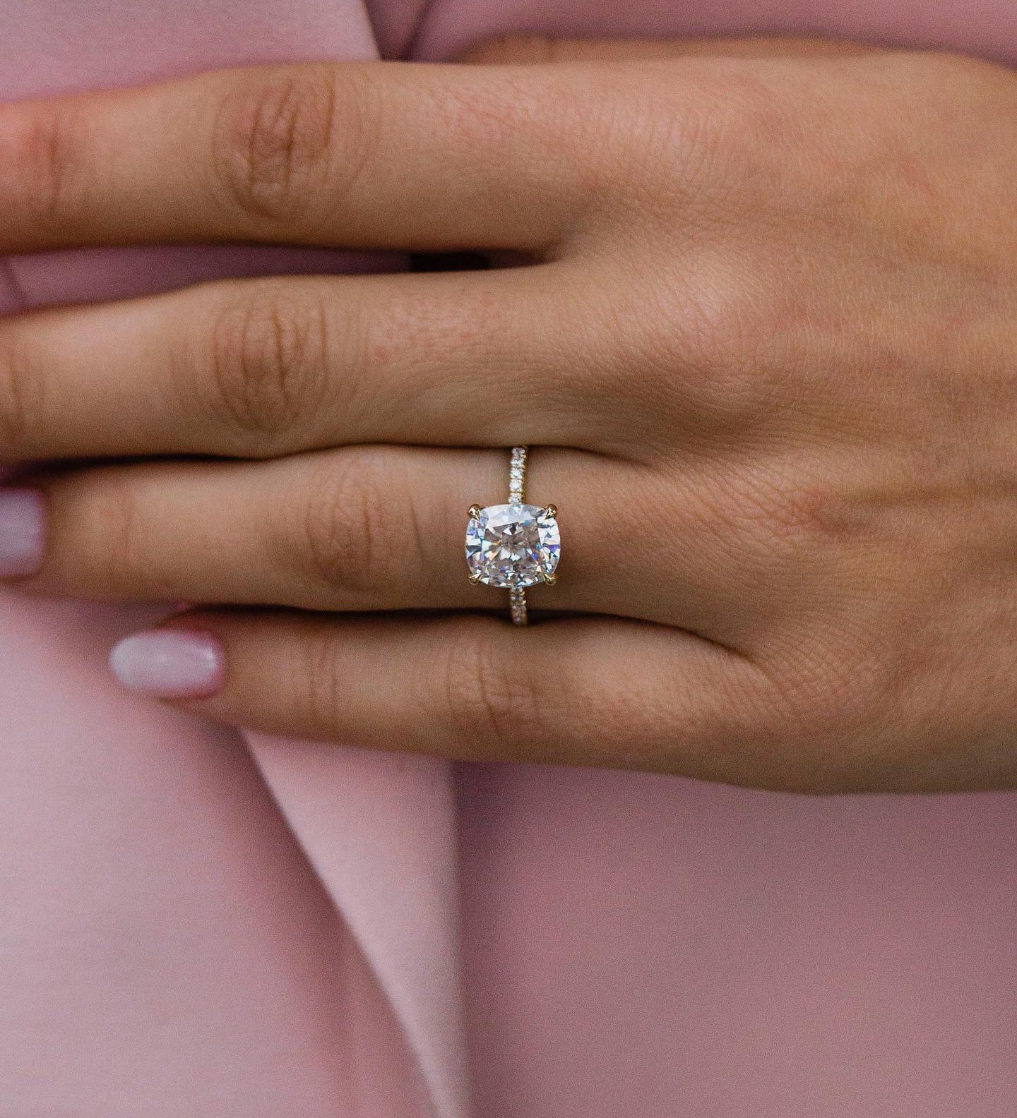 2.80 CT Cushion Solitaire Pave Moissanite Engagement Ring 3