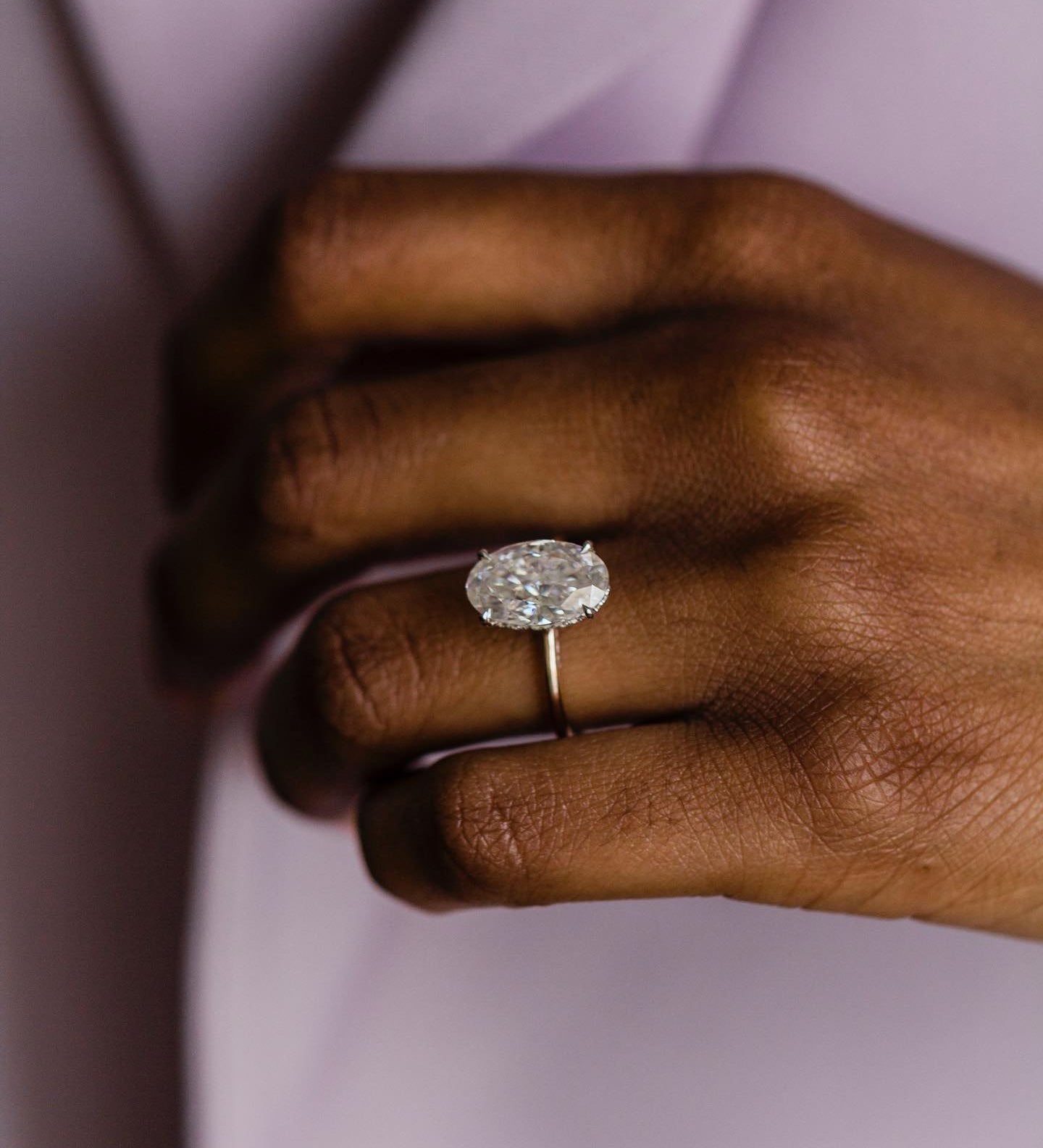 4.90 CT Oval Cut Solitaire Hidden Halo Moissanite Engagement Ring 1