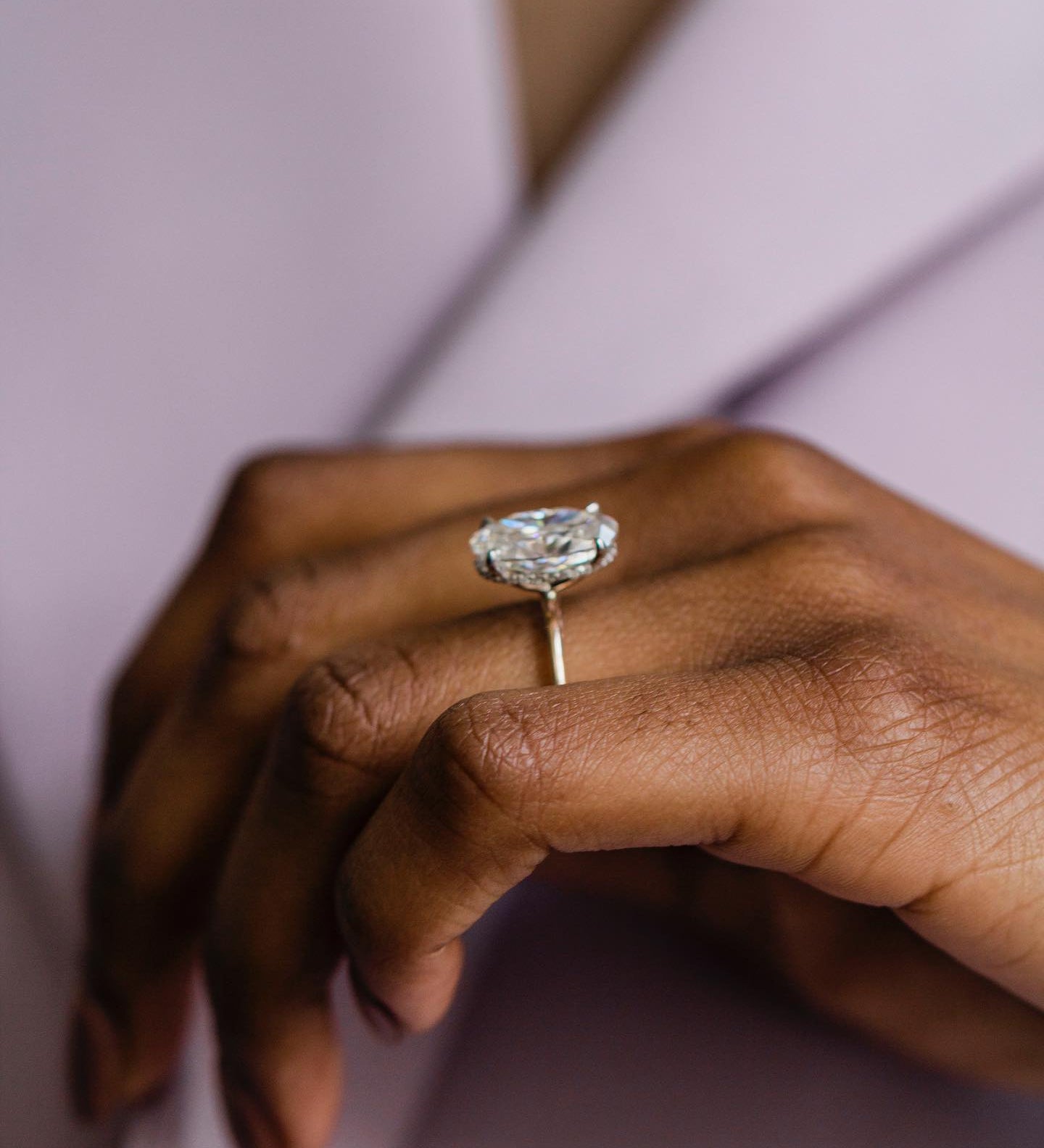 4.90 CT Oval Cut Solitaire Hidden Halo Moissanite Engagement Ring 3