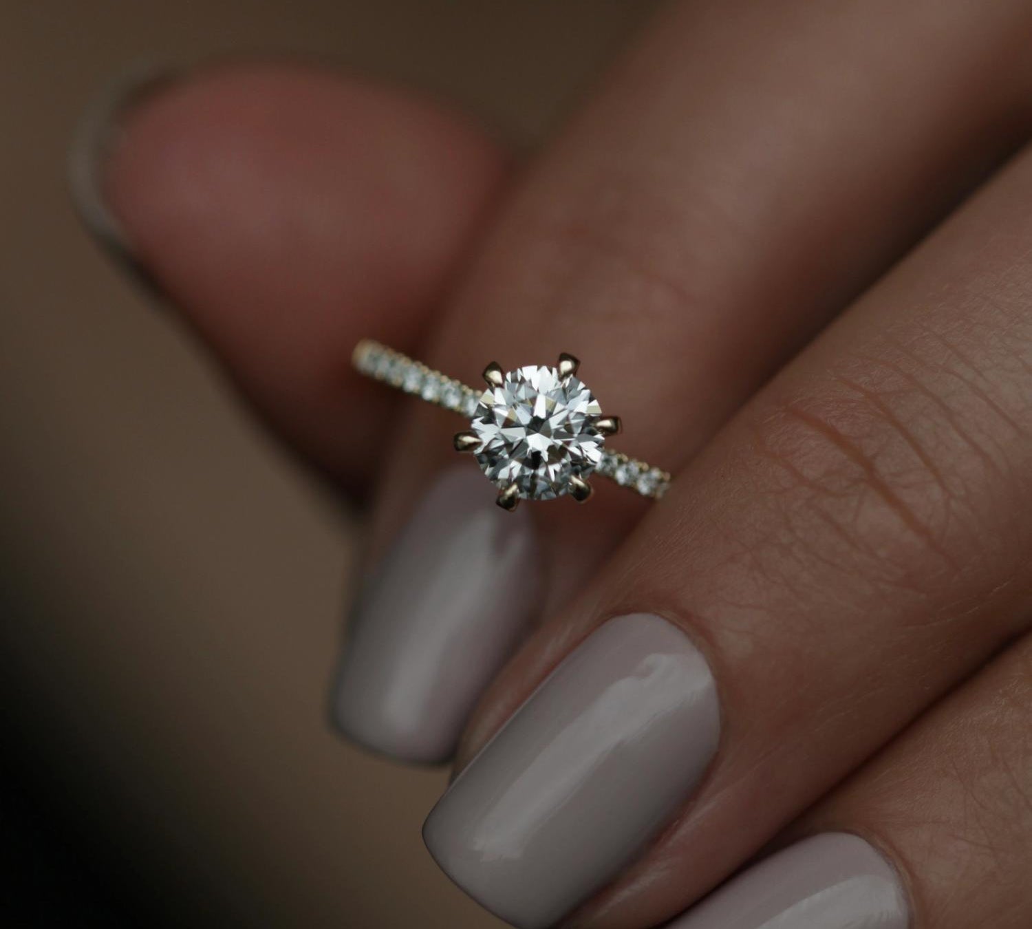 Round Cut Pave Lab Grown Diamond Engagement Ring