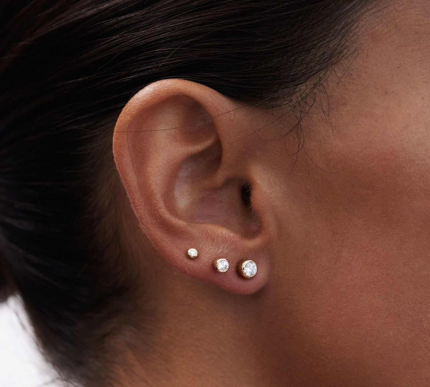 0.20 TCW Round Cut Lab Grown Bezel Earrings