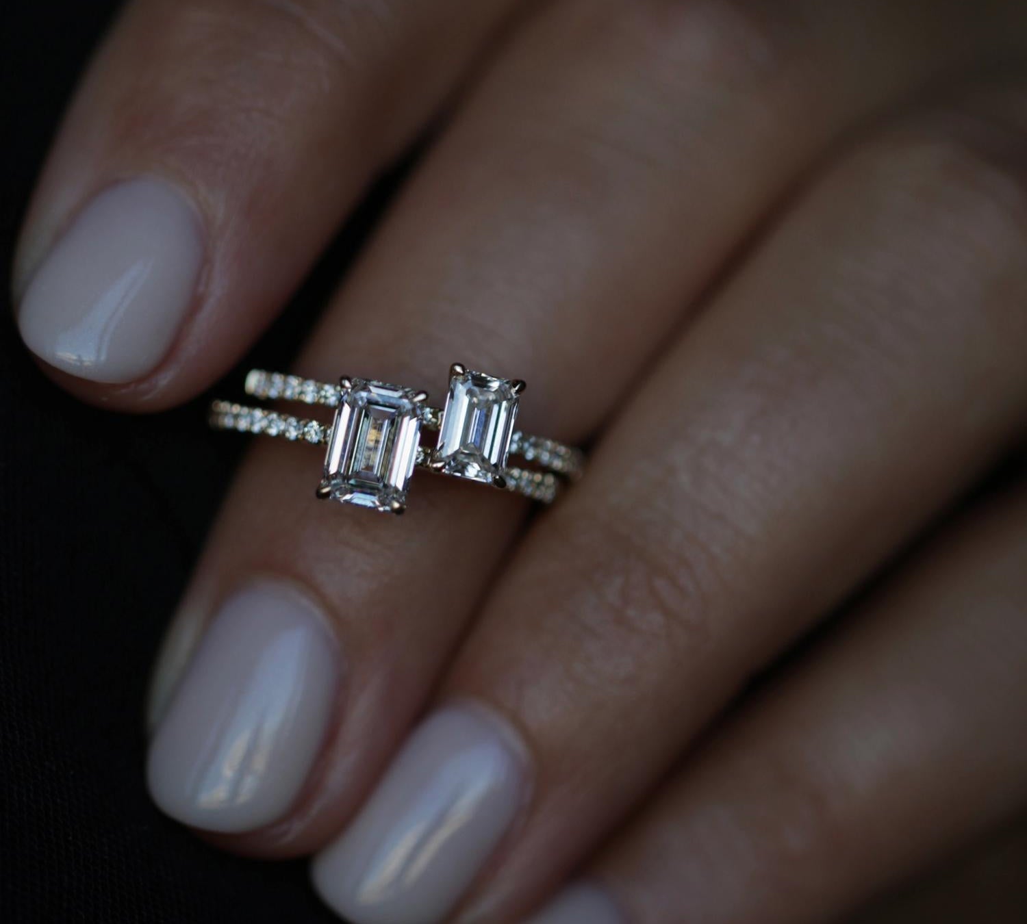 Emerald Cut Pave Lab Grown Diamond Engagement Ring
