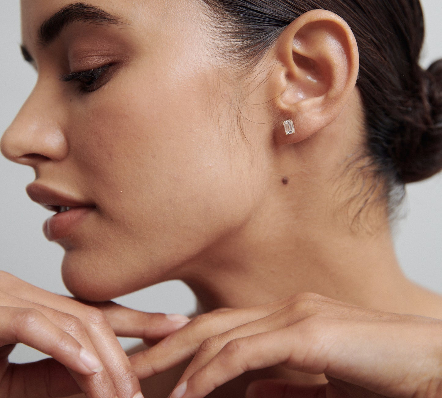 1.0 TCW Emerald Cut Lab Grown Stud Earrings