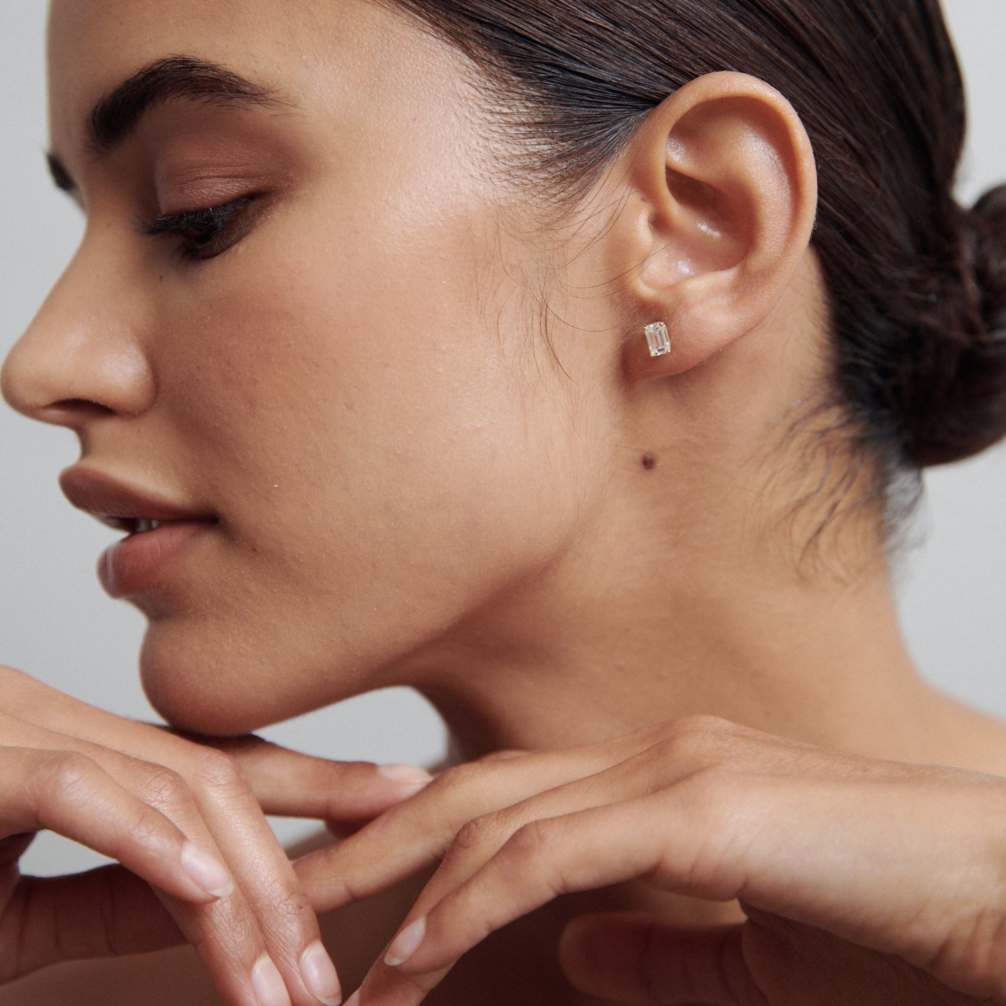 1.0 TCW Emerald Cut Lab Grown Stud Earrings