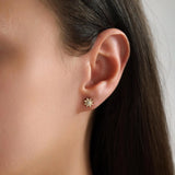 0.02 TCW Round Moissanite Sunburst Stud Earrings