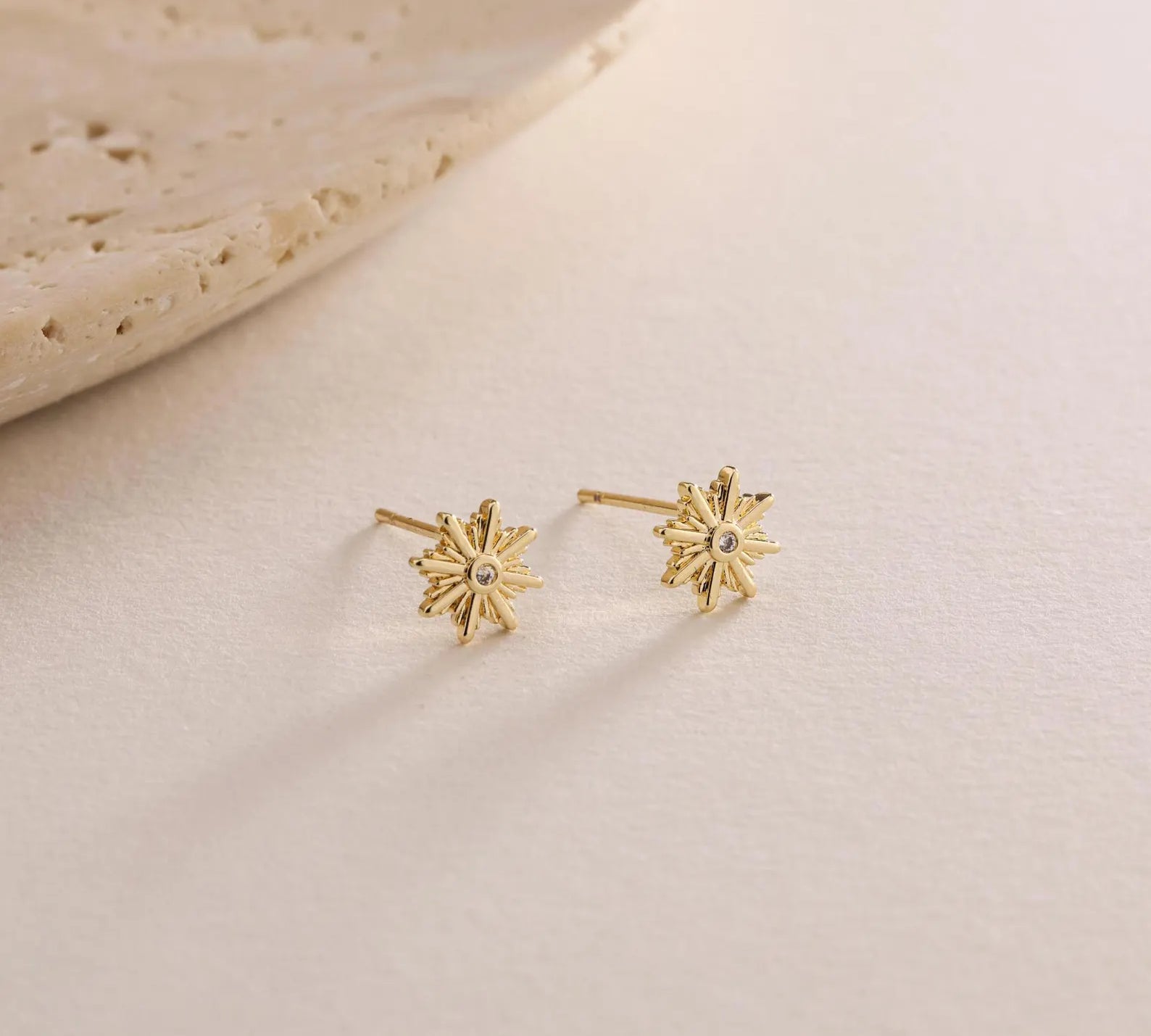 0.02 TCW Round Moissanite Sunburst Stud Earrings