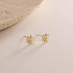 0.02 TCW Round Moissanite Sunburst Stud Earrings