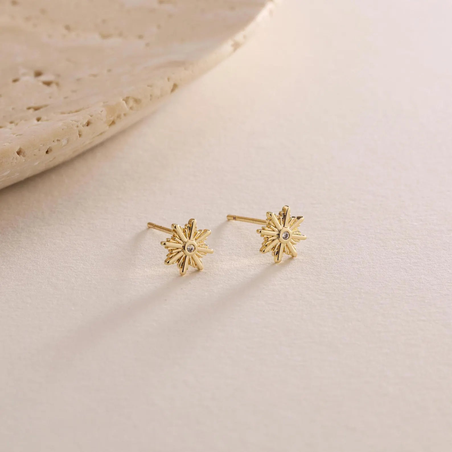 0.02 TCW Round Moissanite Sunburst Stud Earrings