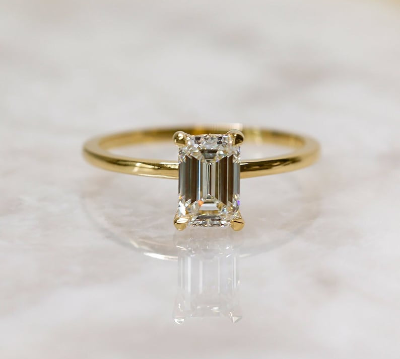 Emerald Hidden Halo Lab Grown Diamond Engagement Ring