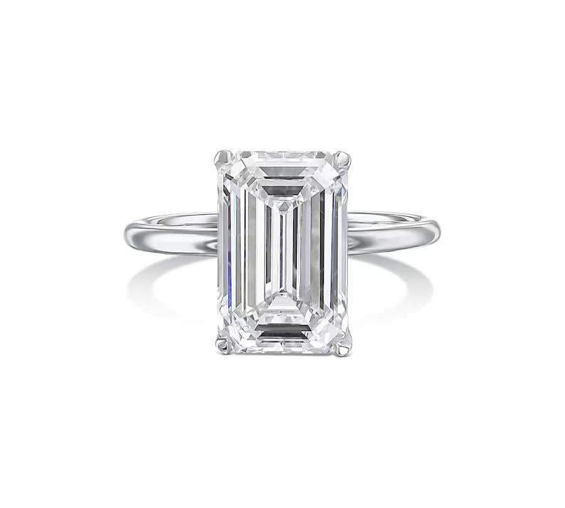 Emerald Solitaire Lab Grown Diamond Engagement Ring